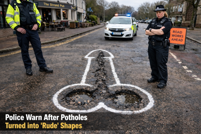 Police urge residents to stop painting ‘male anatomy’ pothole graffiti