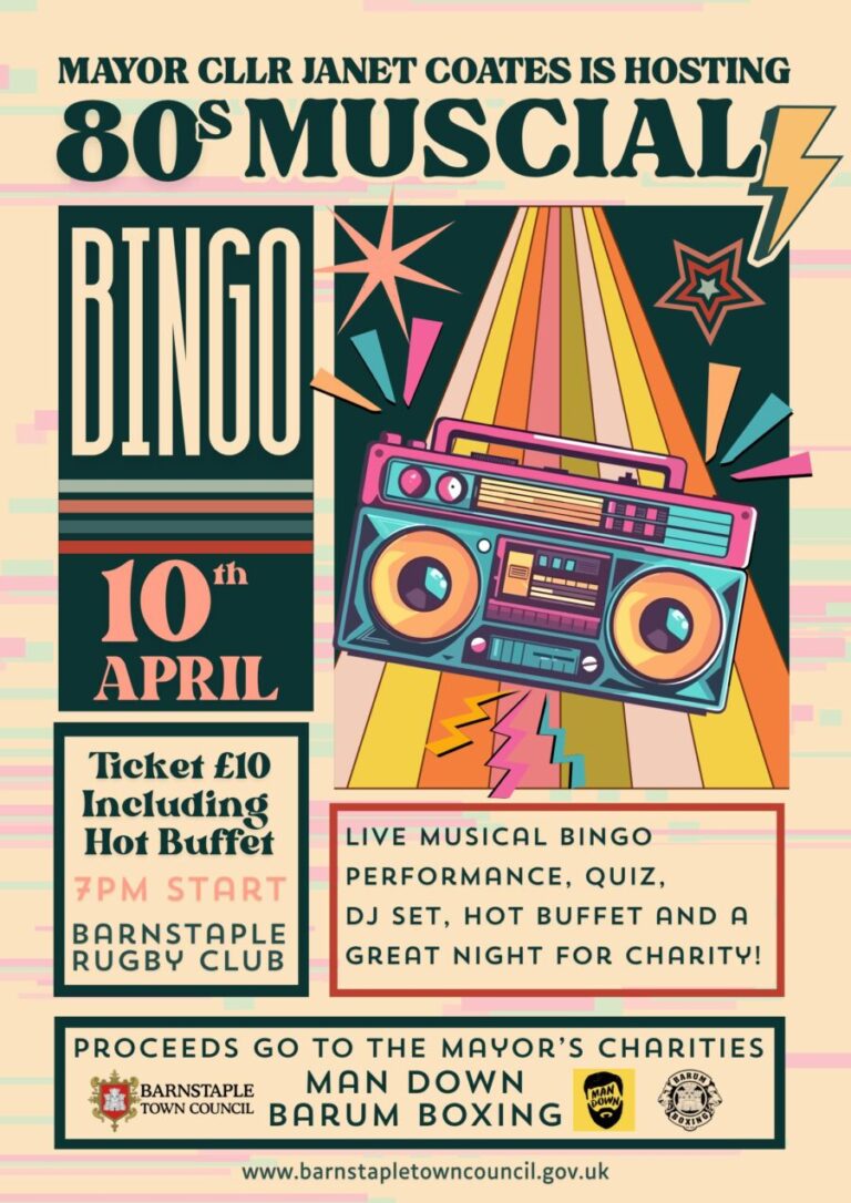 Barnstaple mayor to bow out with 80s bingo night for two charities