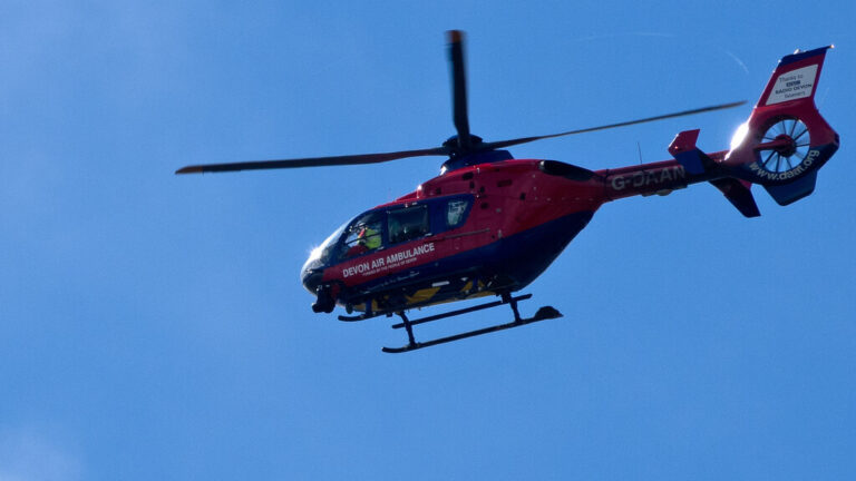 Air ambulance called after biker seriously hurt in Devon crash